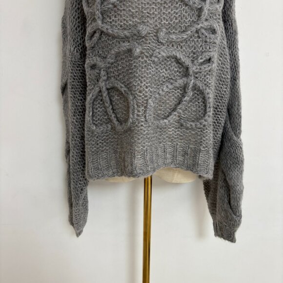 NWOT! Loewe Women's Gray Anagram Melange Mohair Sweater - Picture 9 of 14